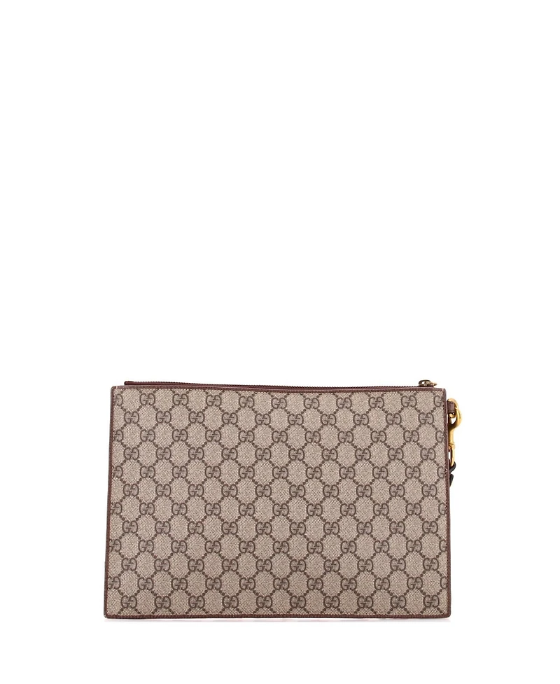 Pre-Owned Gucci Courrier Pouch Gg Coated Canvas with Applique