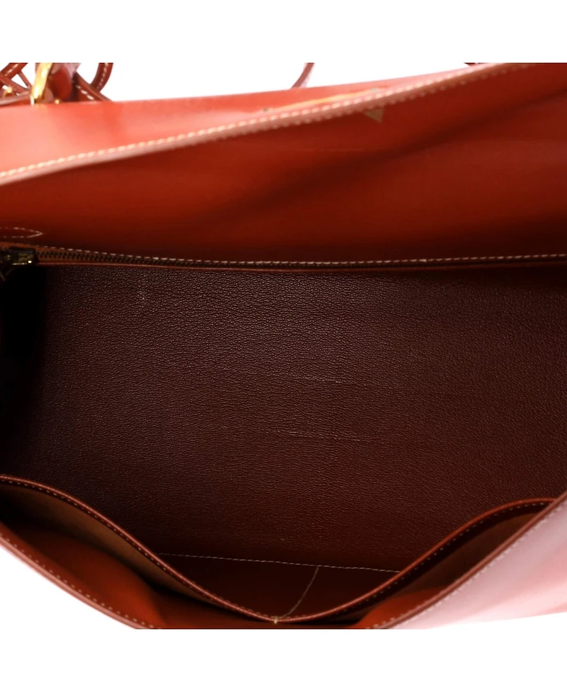 Pre-Owned HERMES Kelly 32 Handbag Orange Box Calf with Gold Hardware