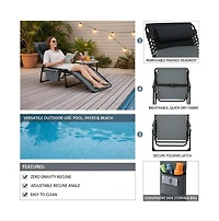 gaomon Outdoor Chaise Lounge Chair with 5-Position Adjustable Recline and Lay-Flat