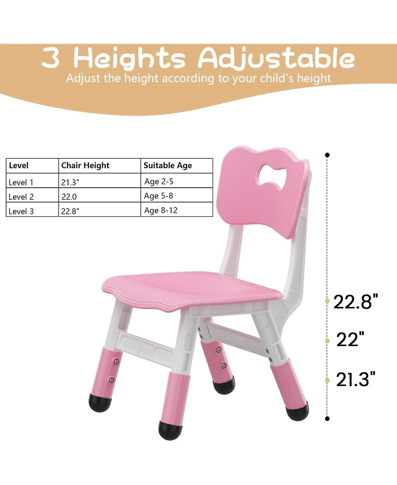 gaomon 3 Level Height Adjustable Kid Chair, Plastic Toddler Chairs