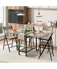 gaomon Folding Dining Table Set with 4 Folding Chairs for Small Space, Kitchen