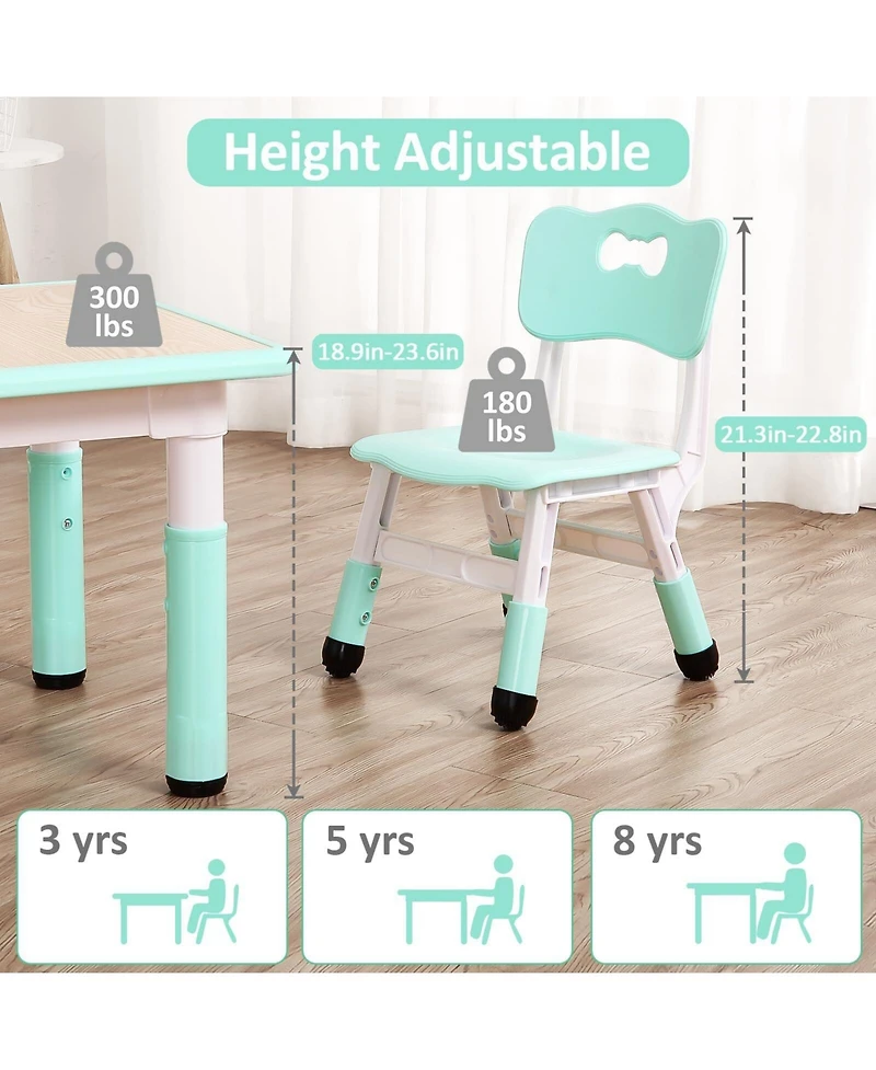 gaomon Height Adjustable Kids Table and 4 Chairs Set Toddler Activity Furniture for Ages 2-10
