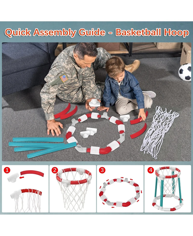 Gnuadz Pool Basketball Hoop Floating Set Adults Balls Pump Outdoor Water Play Summer