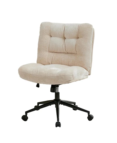 homfan Wide Armless Chenille Desk Chair with Dual Cushion, 360 Degrees Swivel, Height Adjustable, for Home Office and Vanity