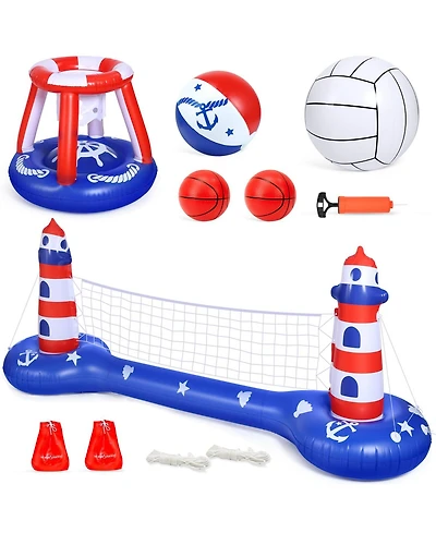 Gnuadz Pool Volleyball Basketball Hoop Inflatable Floats Water Games
