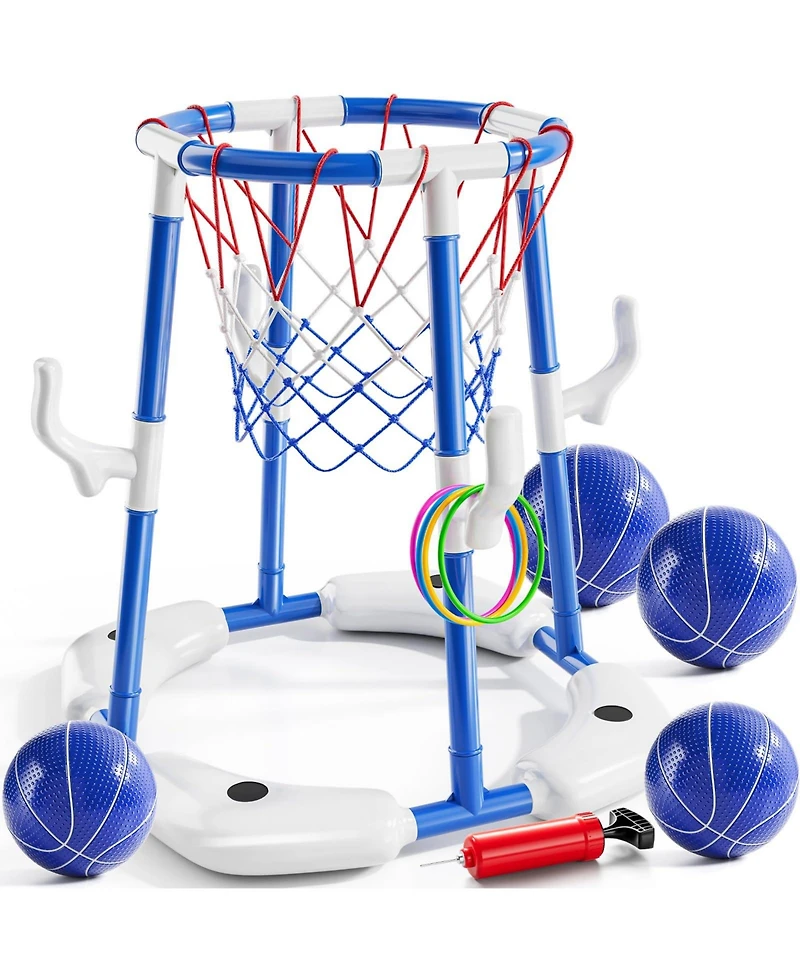 Gnuadz 2-in-1 Pool Basketball Hoop Floating Game Set