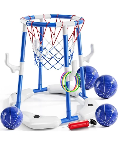 Gnuadz 2-in-1 Pool Basketball Hoop Floating Game Set