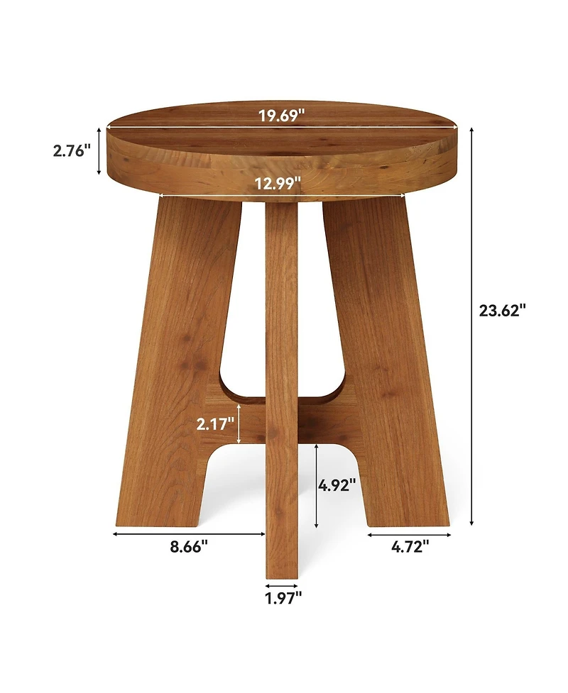 Slickblue Solid Wood Round End Table with Heavy-Duty Legs