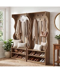 Tribesigns 3-In-1 Coat Rack with Shoe Bench, 70.9" Tall Hall Tree with 7 Hooks, Farmhouse Entryway Coat Rack with 2 Tier Shoe Storage