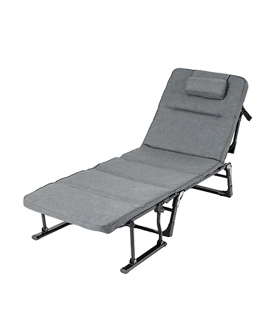 Sugift Folding Camping Cot 3 in 1 Convertible Sofa Chaise Lounge Sleeper with Mattress
