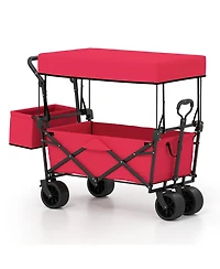 Sugift Collapsible Outdoor Utility Wagon with Canopy Storage Bag and 150 lb Load