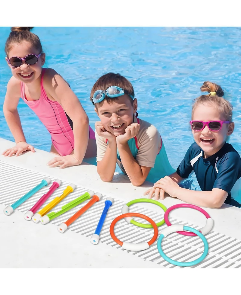 Gnuadz 10 Pool Diving Rings Sticks Underwater Games Toys