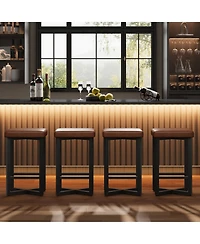gaomon Set of 4 24.6" Counter Height Backless Stools, Upholstered Pu Leather Seat, Strong Metal X-Frame and Footrest, Contemporary Home Bar