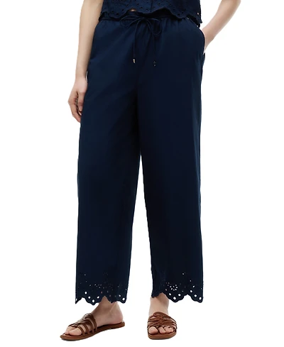 Tommy Hilfiger Women's Cotton Broderie Straight-Leg Ankle Pants