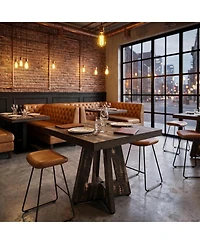 Tribesigns 31.5" Square Dining Table for 4, Small Space Kitchen Table with Pedestal Base, Farmhouse Wood Tables