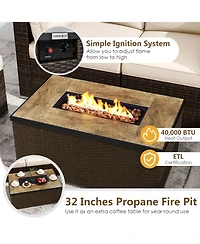 Sugift 7-Piece Outdoor Sectional Set with 40000 Btu Fire Pit Table