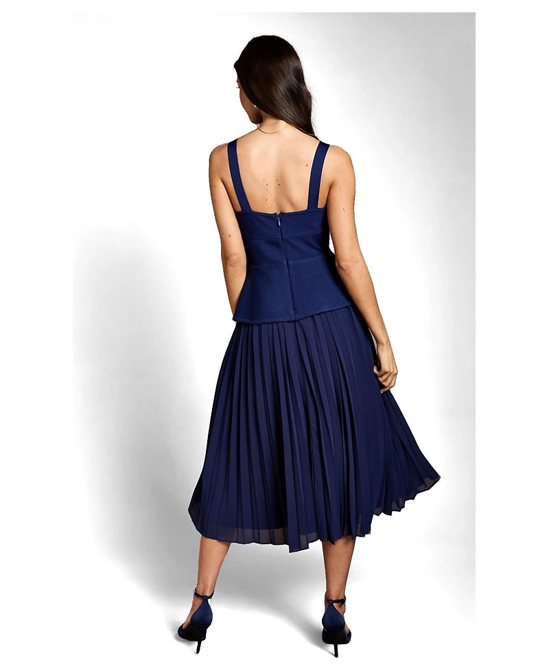 Coast Women's Bandage Square Neck Pleated Midi Dress
