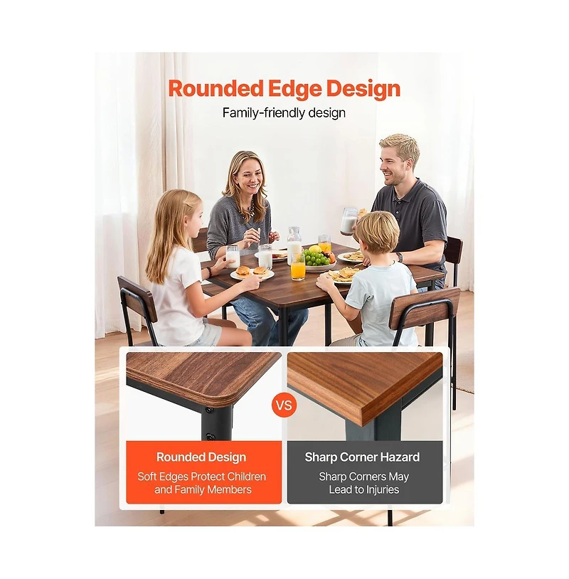 Sugift Bar Table 5PCS 35" Bars Tables Set Bar Tables and Chair Set with Rounded Edge Design