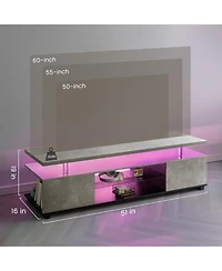 Rainsken Tv Entertainment Center Led Tv Stand, Modern Tv Stand with Storage, Center Media Storage Console Table, for Living Room, Bedroom