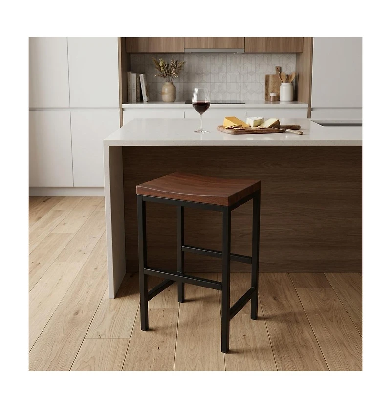 HomeRoots 24" Steel Backless Counter Height Bar Chair