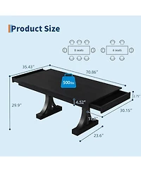 homfan 71" Dining Table for 6-8 with 2 Drawers, Double Pedestal Industrial Wooden Kitchen Table