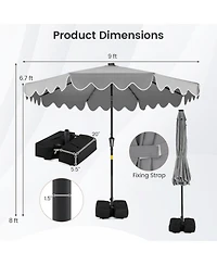 Sugift 9 ft Solar Led Outdoor Patio Umbrella with 32 Lights and Sandbag Base