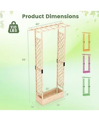 Sugift 89 in Tall Wooden Raised Garden Bed with Side Trellis Hanging Roof Drainage