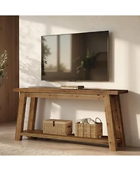 Tribesigns Wooden Tv Stand: For 65/70/75/80'' Tvs. Entertainment center with open storage shelves. Farmhouse TV console for living room,bedroom.