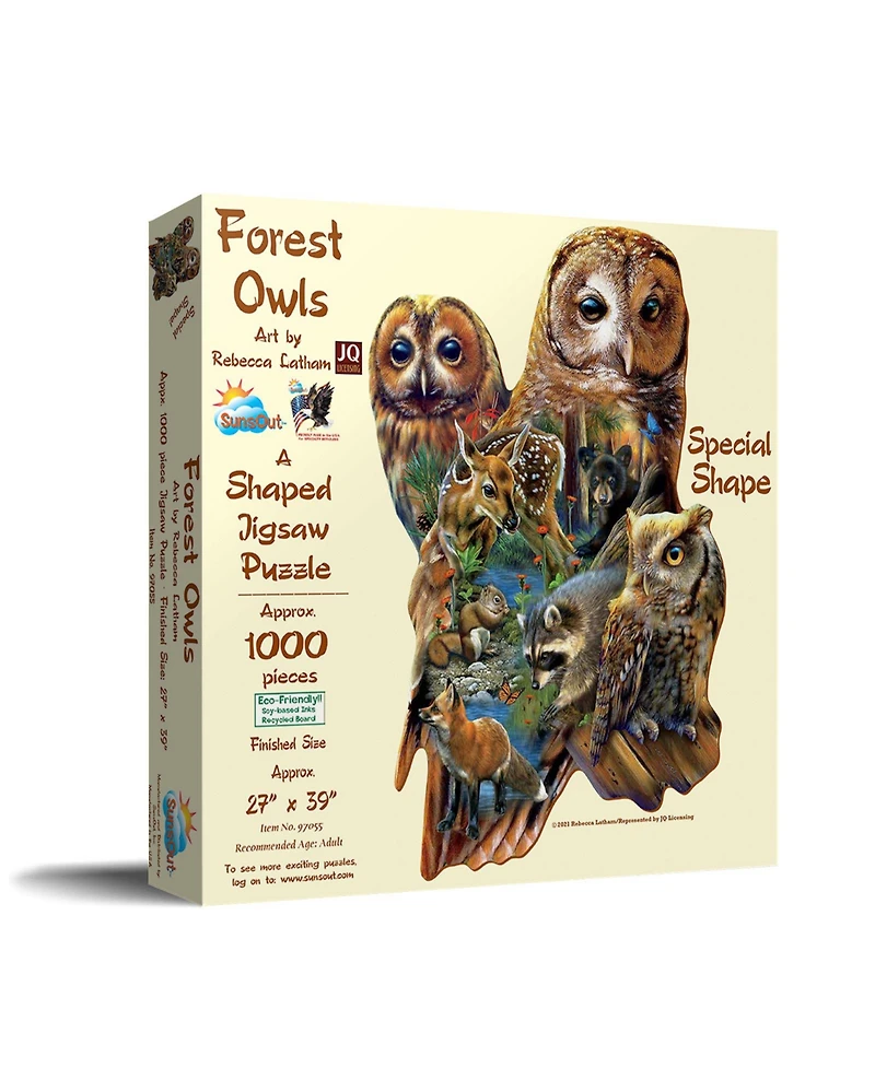 SunsOut Forest Owls 1000 piece Jigsaw Puzzle for Adults Special Shape