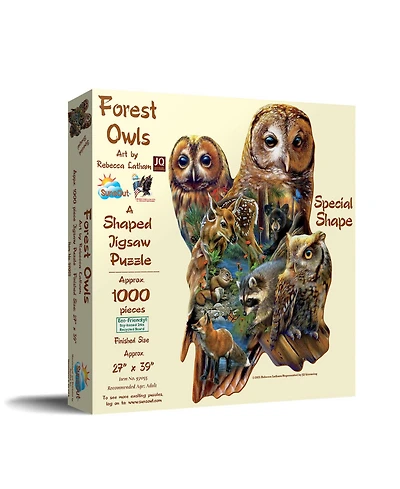 SunsOut Forest Owls 1000 piece Jigsaw Puzzle for Adults Special Shape