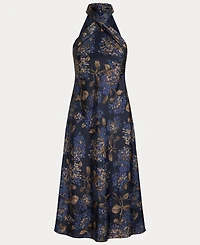 Lauren Ralph Women's Floral Tie-Neck Halter Cocktail Dress
