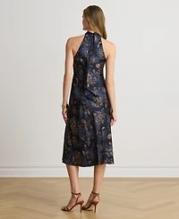 Lauren Ralph Women's Floral Tie-Neck Halter Cocktail Dress