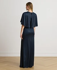 Lauren Ralph Women's Metallic Jersey Twist-Front Cape Gown