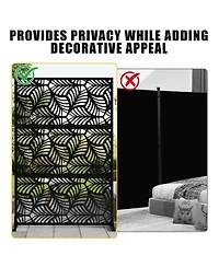 gaomon 47 x 72 Inch Freestanding Metal Privacy Screen Petal Pattern Room Divider Indoor Outdoor for Patio Garden