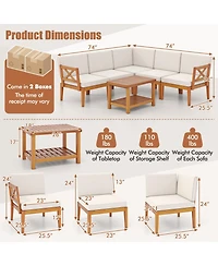 Slickblue 6-Piece Outdoor Patio Set with Acacia Wood Frame and 2-Tier Table