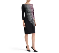 Kasper Women's Boat-Neck Side-Pleat 3/4-Sleeve Dress