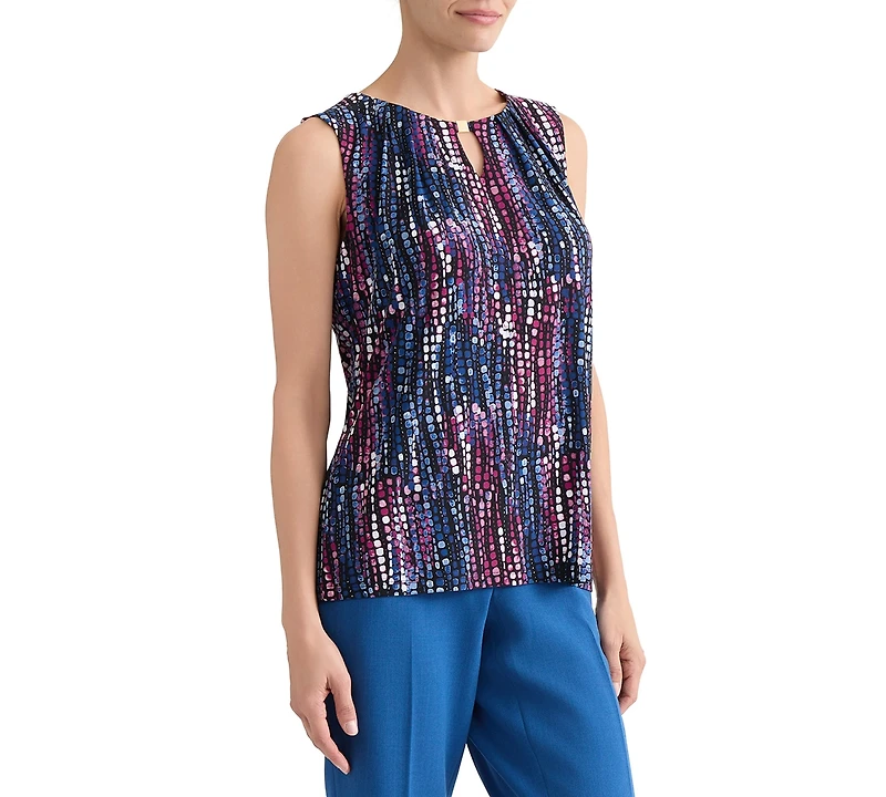 Kasper Women's Printed Pleat-Neck Sleeveless Top, Regular & Petite