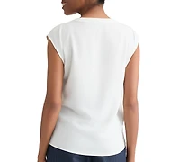 Kasper Women's Pleat-Neck Sleeveless Blouse