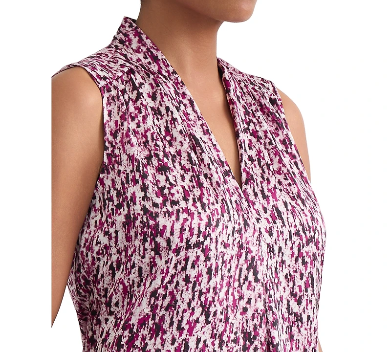 Kasper Women's Printed V-Neck Inverted-Pleat Blouse