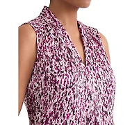 Kasper Women's Printed V-Neck Inverted-Pleat Blouse