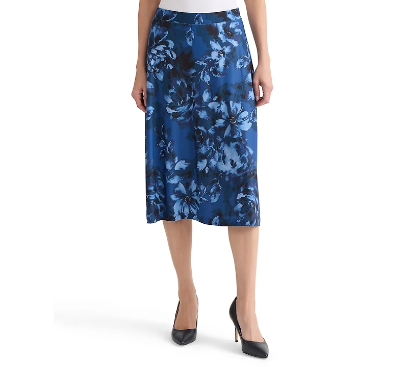 Kasper Women's Printed Pull-On A-Line Midi Skirt