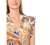 Msk Women's Flutter-Sleeve Smocked-Waist Maxi Dress