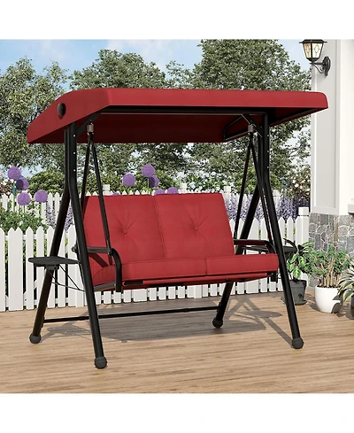 gaomon Adjustable 2-Seater Outdoor Swing Chair with Canopy - Padded Seat, Soft Cushion, Sturdy Iron Frame, Weather-Resistant for Patio