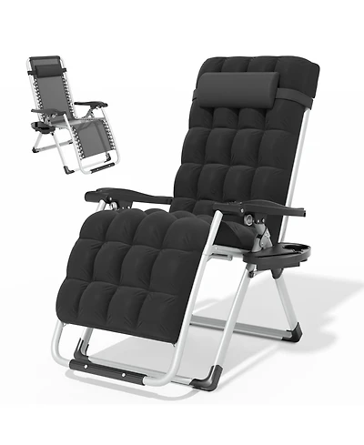 Aofar Zero Gravity Chair Cushion Recliner Lounge Folding Portable Cup Holder Tray Headrest