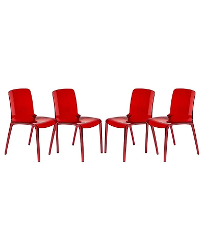 LeisureMod Murray 4-Pieces Modern Plastic Dining Chair with Transparent Design Fully Assembled