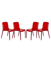 LeisureMod Murray 4-Pieces Modern Plastic Dining Chair with Transparent Design Fully Assembled