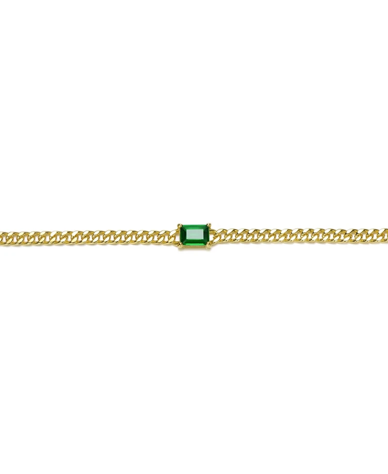 Rachel Glauber 14K Gold Plated with Green Cubic Zirconia Chain Bracelet