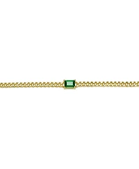 Rachel Glauber 14K Gold Plated with Green Cubic Zirconia Chain Bracelet
