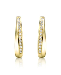 14k Yellow Gold Plated Hoop Earrings with Clear Cubic Zirconia
