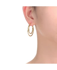 14K Gold Plated Double stack Hoop Earrings